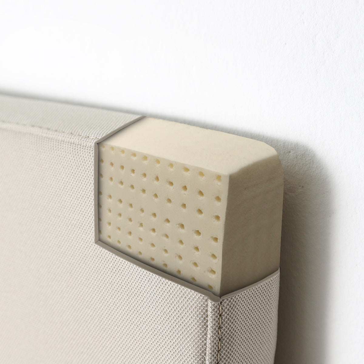 ROOM IN A BOX Kopfteil in lichtgrau Querschnitt 