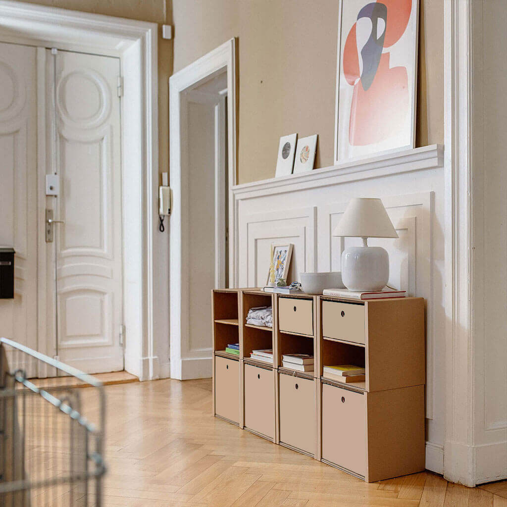 ROOM IN A BOX - Modulares Regalsystem 2x4 mit Schubladen in natur