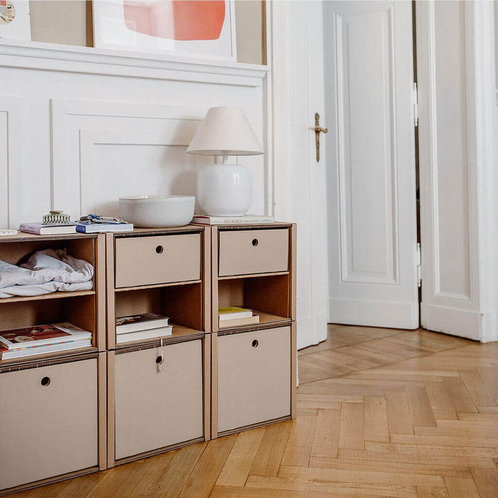 ROOM IN A BOX - Modulares Regalsystem 2x4 mit Schubladen in natur