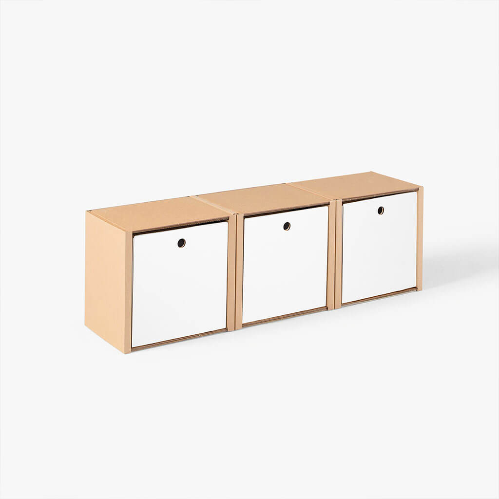 ROOM IN A BOX - Modulares Regal 1x3 mit 3 Schubladen weiss