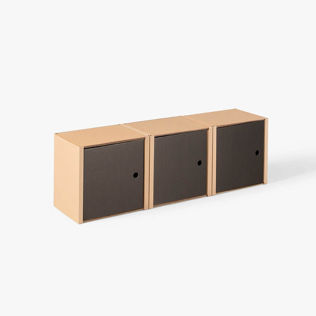 ROOM IN A BOX - Modulares Regal 1x3 mit 3 Türen schwarz