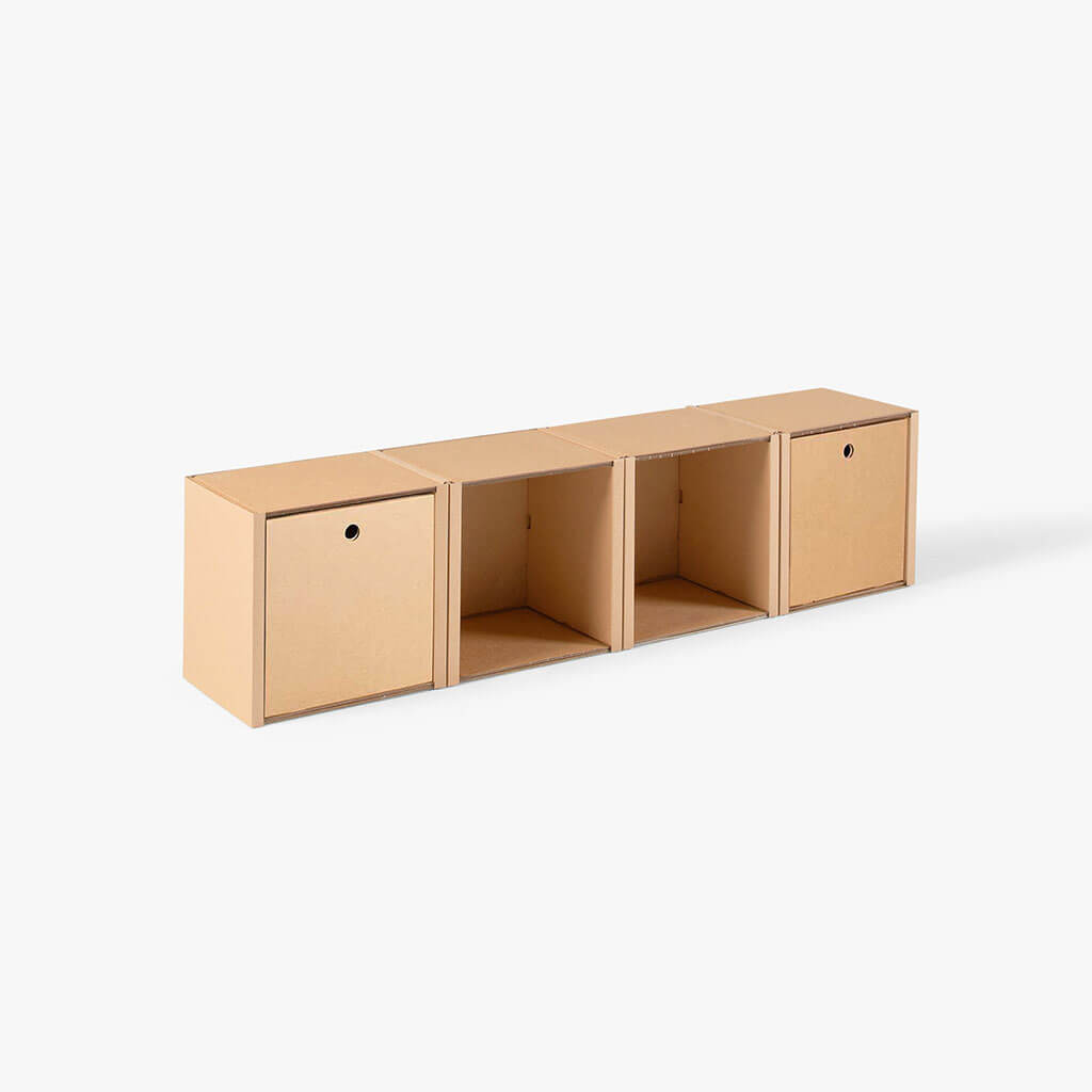 ROOM IN A BOX - Modulares Regal 1x4 mit 2 Schubladen natur
