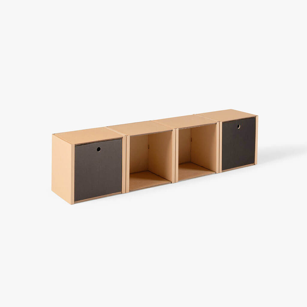 ROOM IN A BOX - Modulares Regal 1x4 mit 2 Schubladen schwarz
