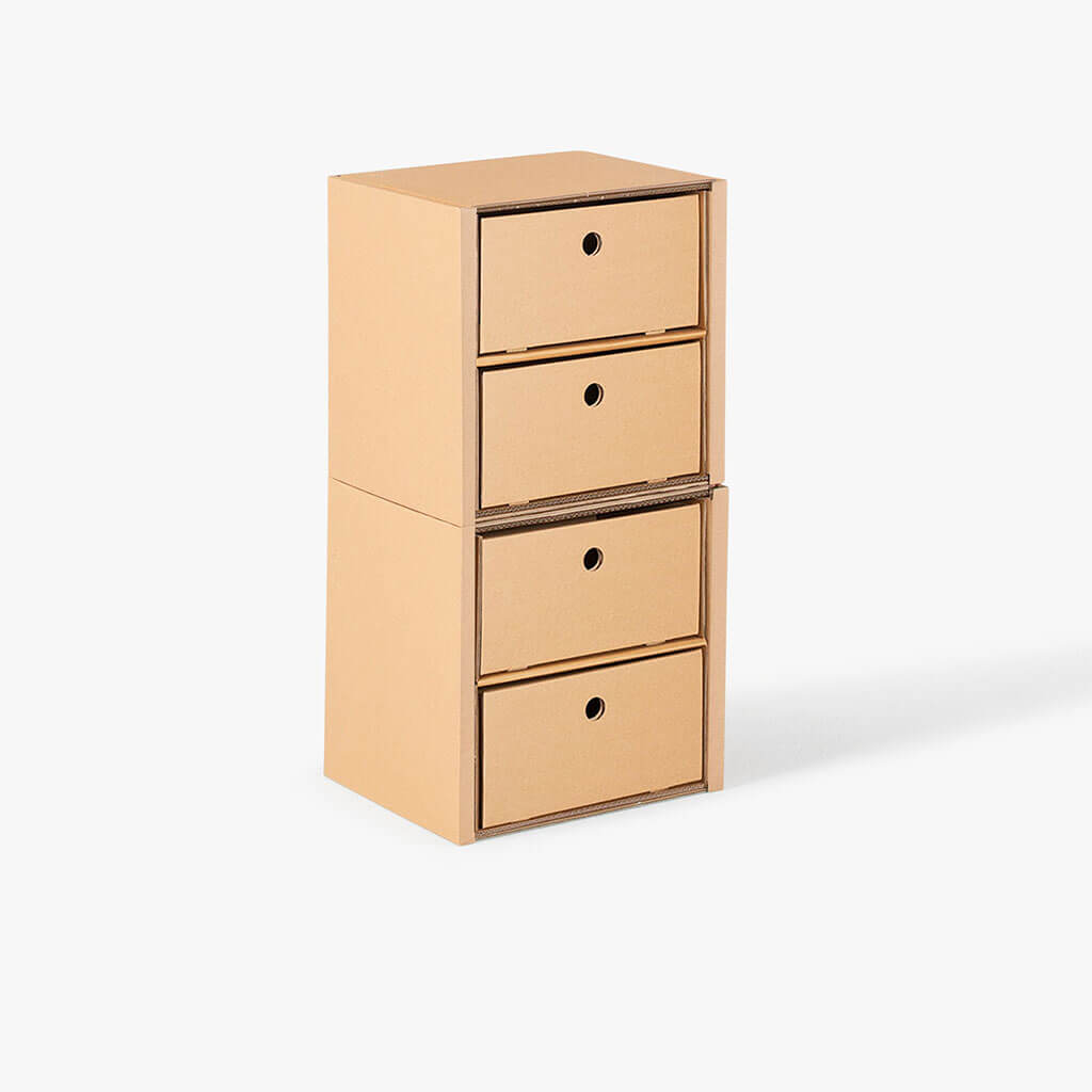 ROOM IN A BOX - Modulares Regal 2x1 mit 4 Schubladen natur