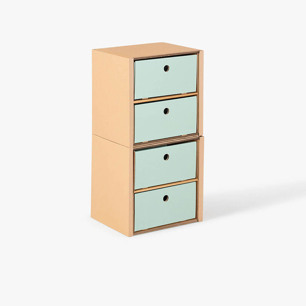 ROOM IN A BOX - Modulares Regal 2x1 mit 4 Schubladen salbei