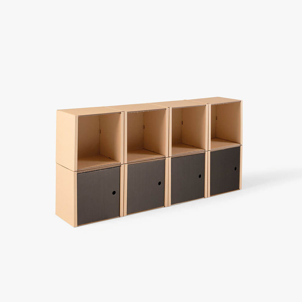 ROOM IN A BOX - Modulares Regal 2x4 mit 4 Türen schwarz