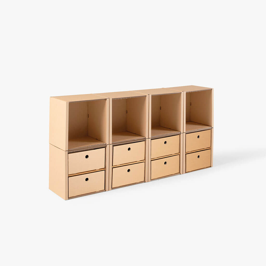 ROOM IN A BOX - Modulares Regal 2x4 mit 8 Schubladen natur