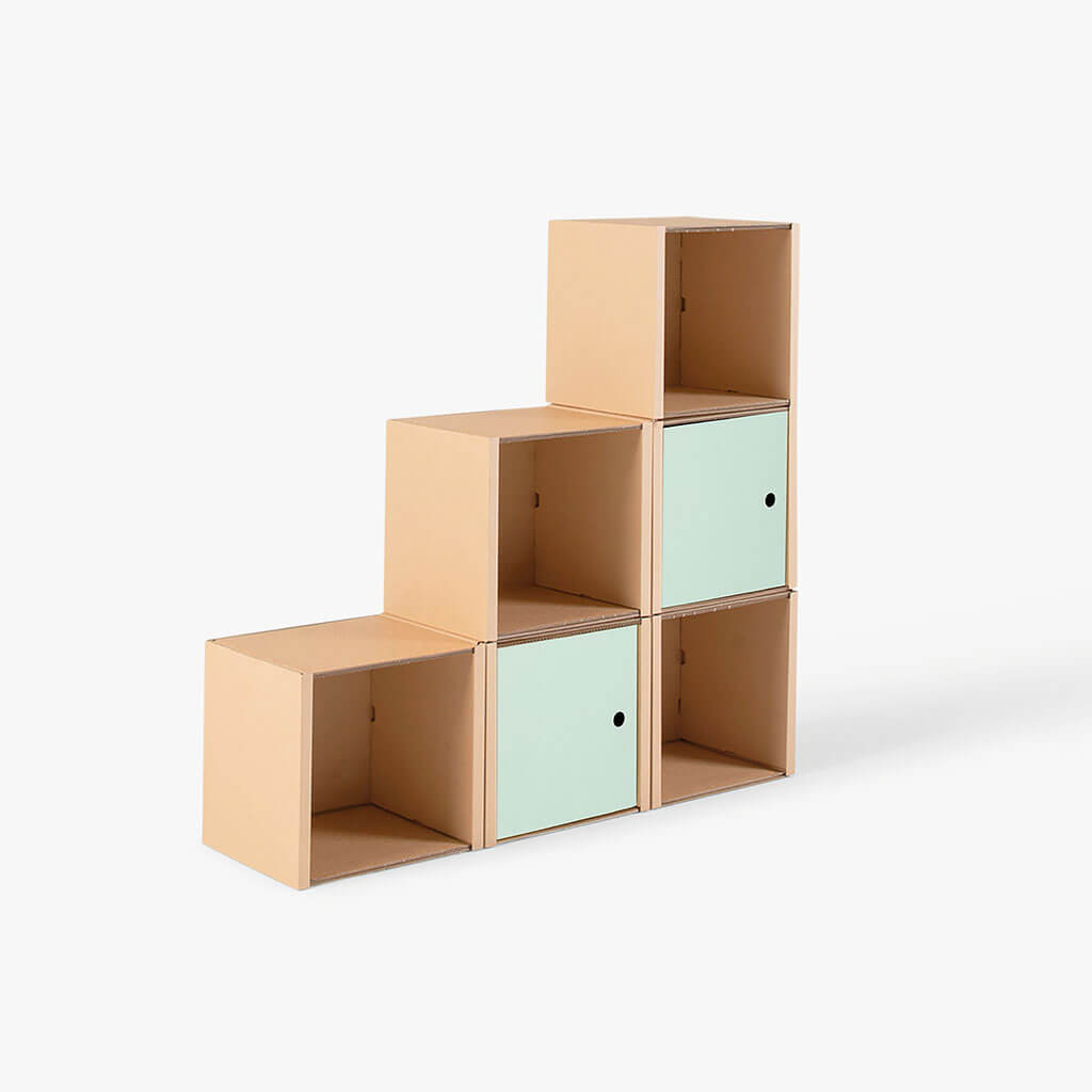 ROOM IN A BOX - Modulares Stufenregal klein mit 2 Türen salbei