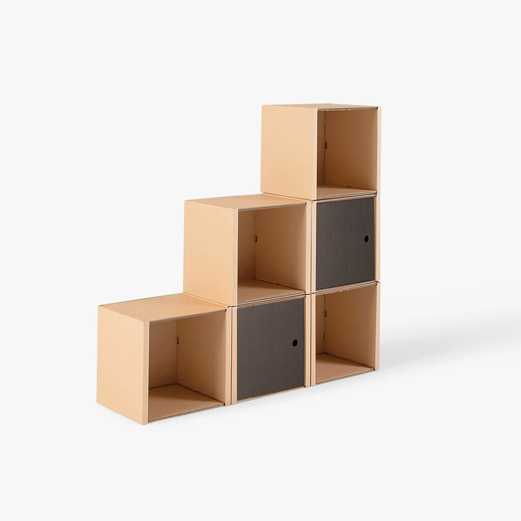 ROOM IN A BOX - Modulares Stufenregal klein mit 2 Türen schwarz
